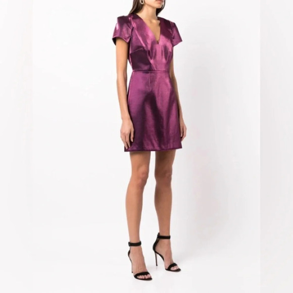 Milly Atalie Glazed Short Sleeve Mini Dress in Amethyst - Size 2 - Picture 1 of 9